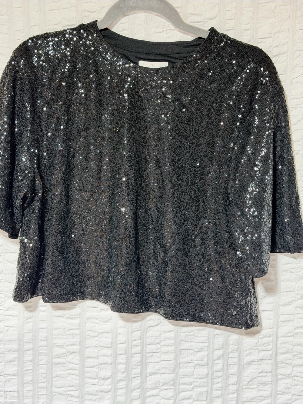Y2K H&M black sequin going out top size M